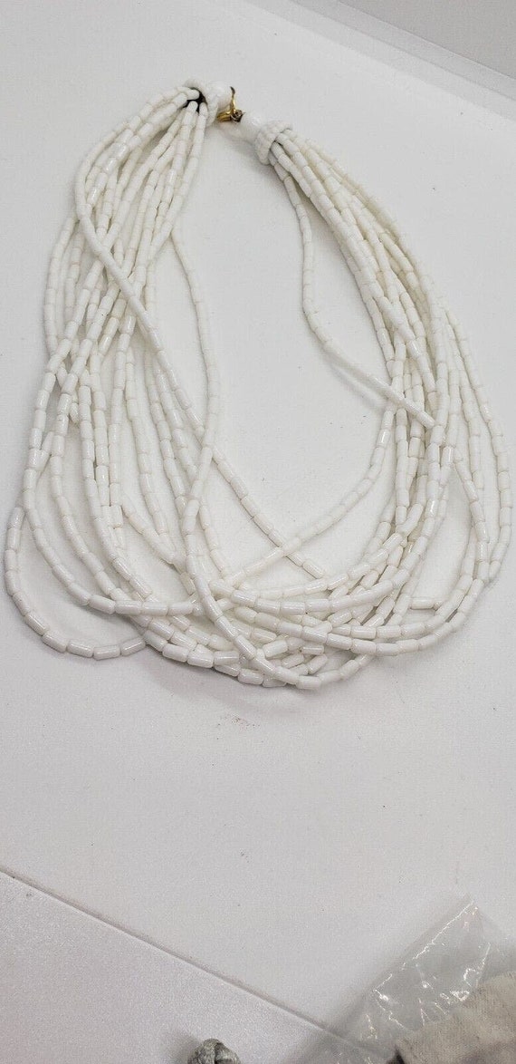 TRIFARI Multi-Strand Milk Glass Tube Beads Neckla… - image 3