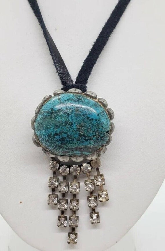 Vintage Necklace Artisan Made Huge Chunky Turquois