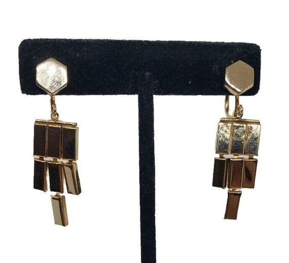 Vintage RARE CORO Gold Earrings Long Dangle MCM S… - image 2