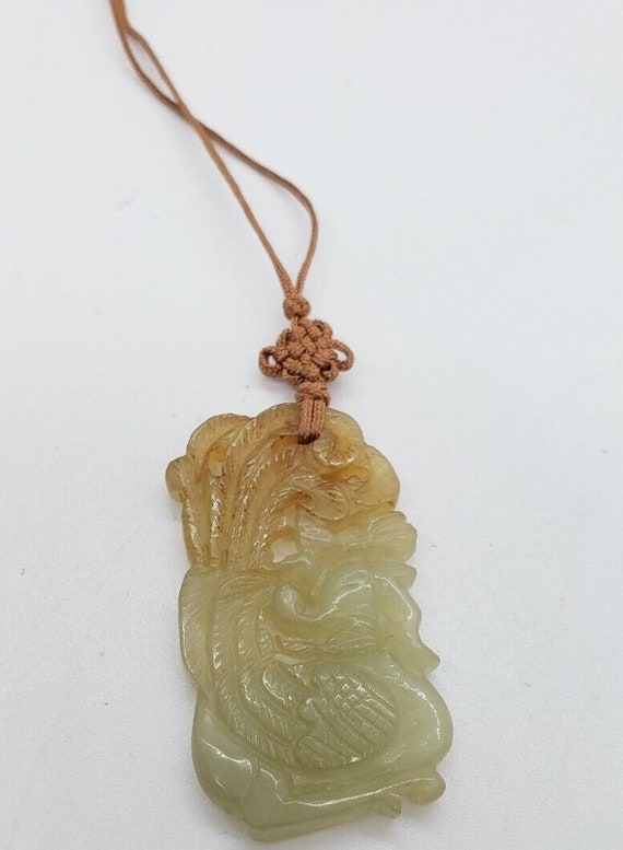 Vintage Jade Hand Carved necklace Pendant Necklac… - image 7