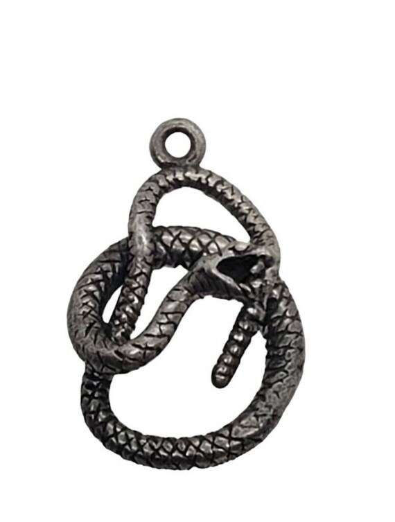 Solid 925 Sterling Silver Coiled Snake Serpent Pe… - image 1