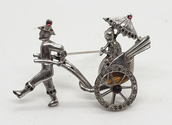 Vintage Rare Authentic DuJay Rickshaw Brooch Para… - image 2