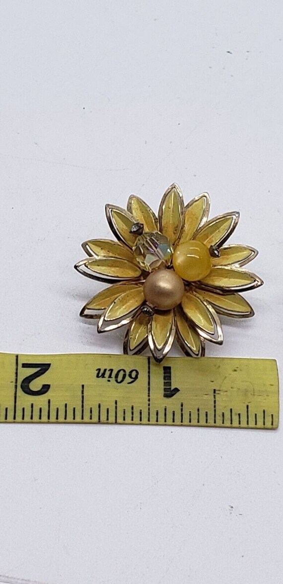 Vintage Coro Earrings Yellow Daisy Flower Enamel … - image 8