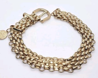 Vintage Vince Camuto Wide Chunky Link Gold Choker Necklace Buckle Converted Belt