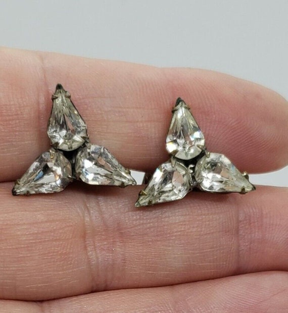 Vintage Earrings RARE Jay Kel NY Teardrop Rhinest… - image 4