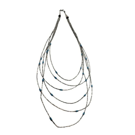 Twisted Sterling Liquid Silver Turquoise Heishi 6 