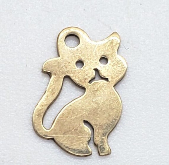 Vintage 14K Gold Cat Charm Pendant Yellow Gold Ki… - image 1