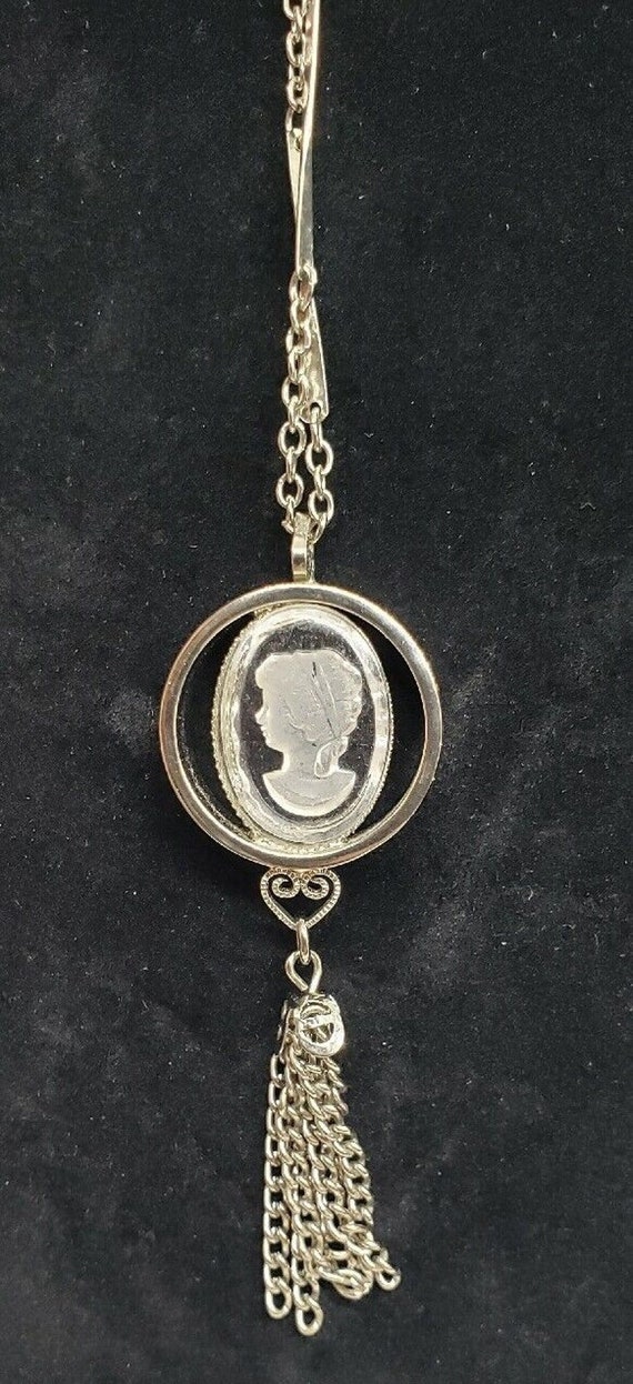 Vintage Clear Glass Cameo Intaglio Reverse Carved 