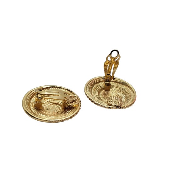 Vintage ST JOHN Earrings Big Round Swirl Snail Sh… - image 5