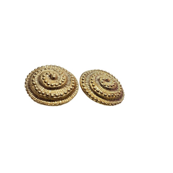 Vintage ST JOHN Earrings Big Round Swirl Snail Sh… - image 7
