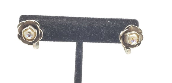 Vintage Earringd Faux Pearl Rhinestone Trembler F… - image 3