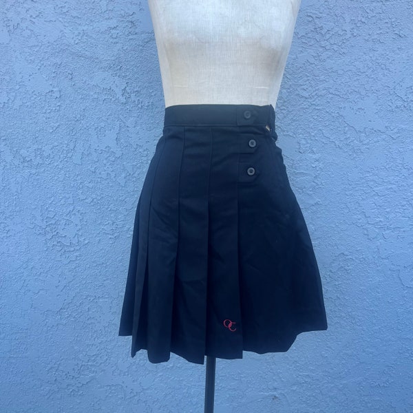 Vintage Black Skort Xs pleated Kilt retro preppy country club style