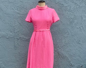 60s Pink Dress by Emma Domb Mod Maxi in XS/Small Barbiecore