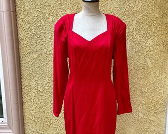 90's Red Dress Vamp Style Womens Medium Goth Dramatic Clothing