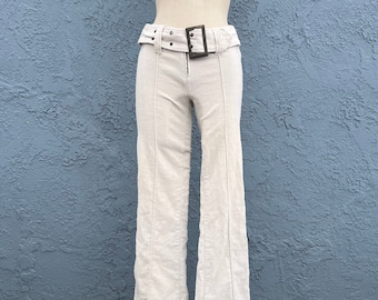 Vintage Corduroy Flare Pants y2k 90's Flares Off white Small 28 x 32