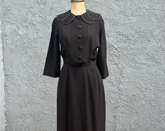 Vintage 50's Dress by Cay Artley Mid Century Style Women's Gothic Clothing in Small Wednesday Adams