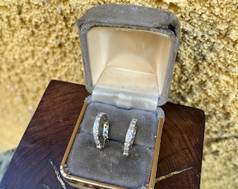 Sterling Silver Hoop Earrings with rhinestones