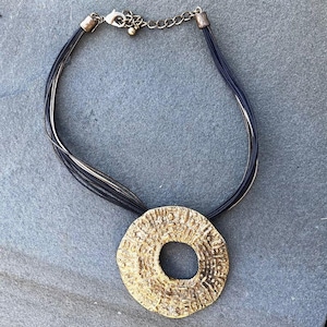 Chicos Statement Necklace with large Pewter Pendant Brutalist