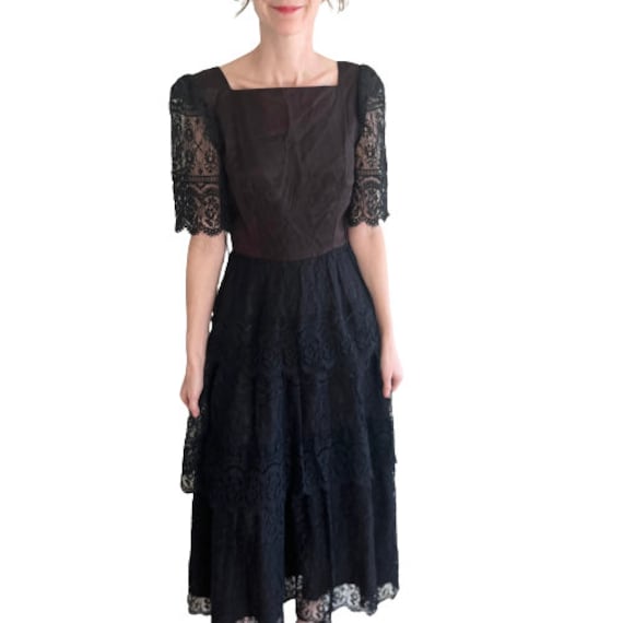 Vintage Black Lace Dress size S/M by Nuit NWT Vic… - image 1