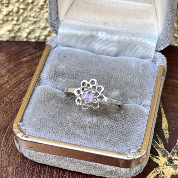 Vintage Purple Topaz Ring in Size 7 in sterling s… - image 3