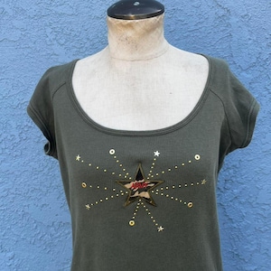 Y2k Baby Tee with Army Print Size 1X/2X  Embellished