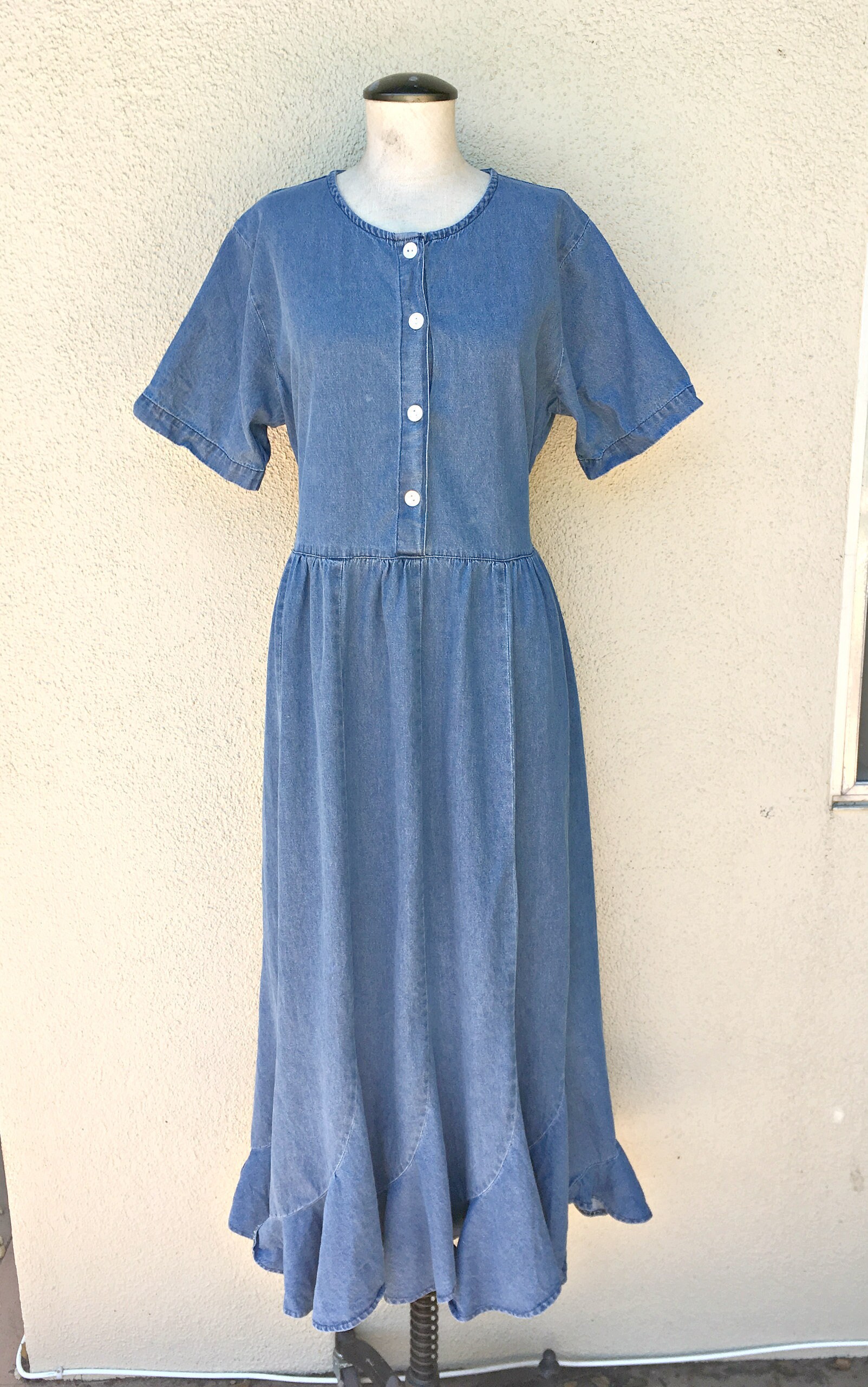 90's Medium Denim Dress by Cervelle Boho Long Jean Women's Spring Clothing 90's Medium Denim Dress by Cervelle Boho Long Jean Women's Spring Clothing