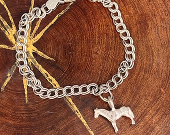 Vintage Horse Charm Bracelet Western Sterling Silver