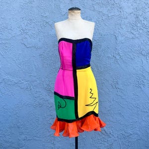 Vintage 1990 Fabrice Simon Couture Dress Beaded Silk NYC Size 10