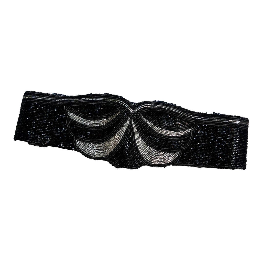 Vintage Nina Ricci Paris Black Beaded Wide Belt Vintage Nina Ricci Paris Womens Beaded Black Multicolor  main image 3