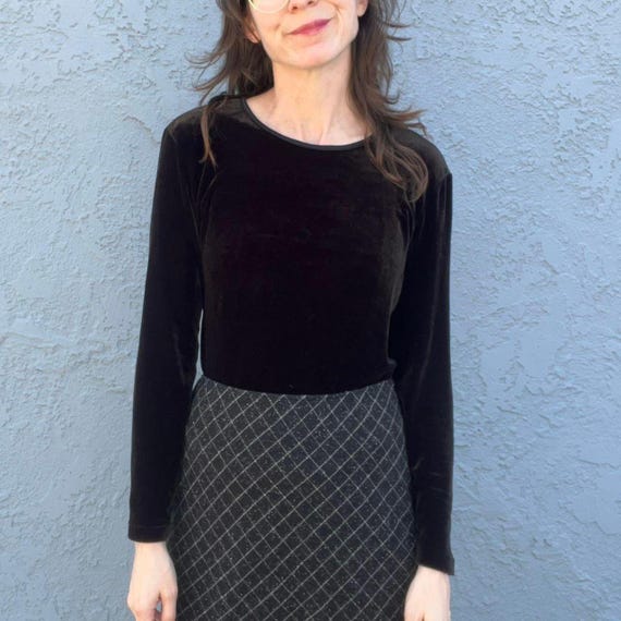 Ann Taylor Chemise en velours noir pour femmes, style grunge des