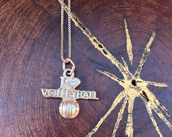 Vintage Volleyball Necklace SjC Charm in Sterling Silver Sports Jewelry