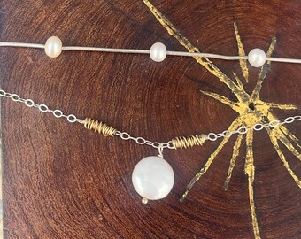 Vintage faux parel Sterling zilveren ketting set van Chain Jewelry