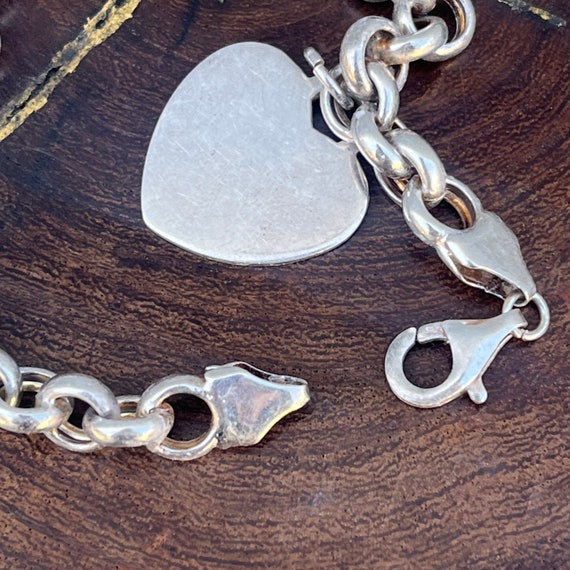 Vintage Sterling Silver Heavy Chain Bracelet With… - image 4