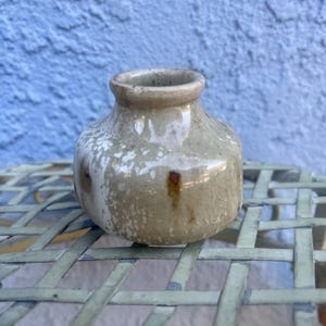 Vintage Small Ceramic Vase Neutral Glazes Organic 70s Pottery One of A Kind piece