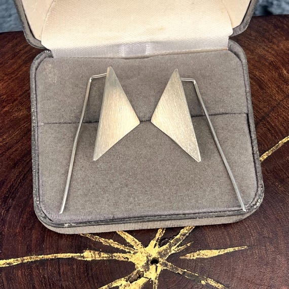 Sterling Silver Triangle Earrings Dangle Backs Wo… - image 6