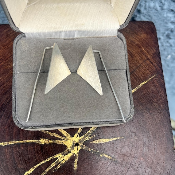 Sterling Silver Triangle Earrings Dangle Backs Wo… - image 1