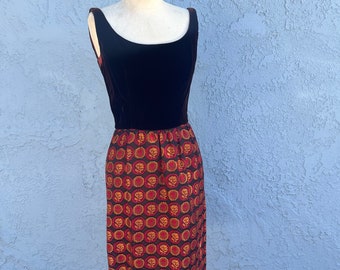 Vintage Lanz dress in Small Mod 1960s Cocktail Sheath with Velvet and Brocade