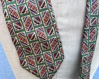Vintage Chaps Ralph Lauren Tie Silk Geometric Necktie Made in USA