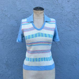 70&#39;s Space Dye Short Sleeve Sweater Size XS