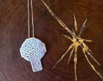 Keltisches Kreuz Halskette Sterling Silber von Zephyrus Vintage Irish Jewelry