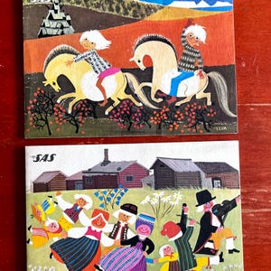 Vintage Scandinavian Airlines System Menu Card Signed YLVA 1950s-1960s SAS Mid Century