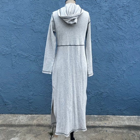 Vintage Sweatshirt Dress Medium Waffle Knit Maxi … - image 5