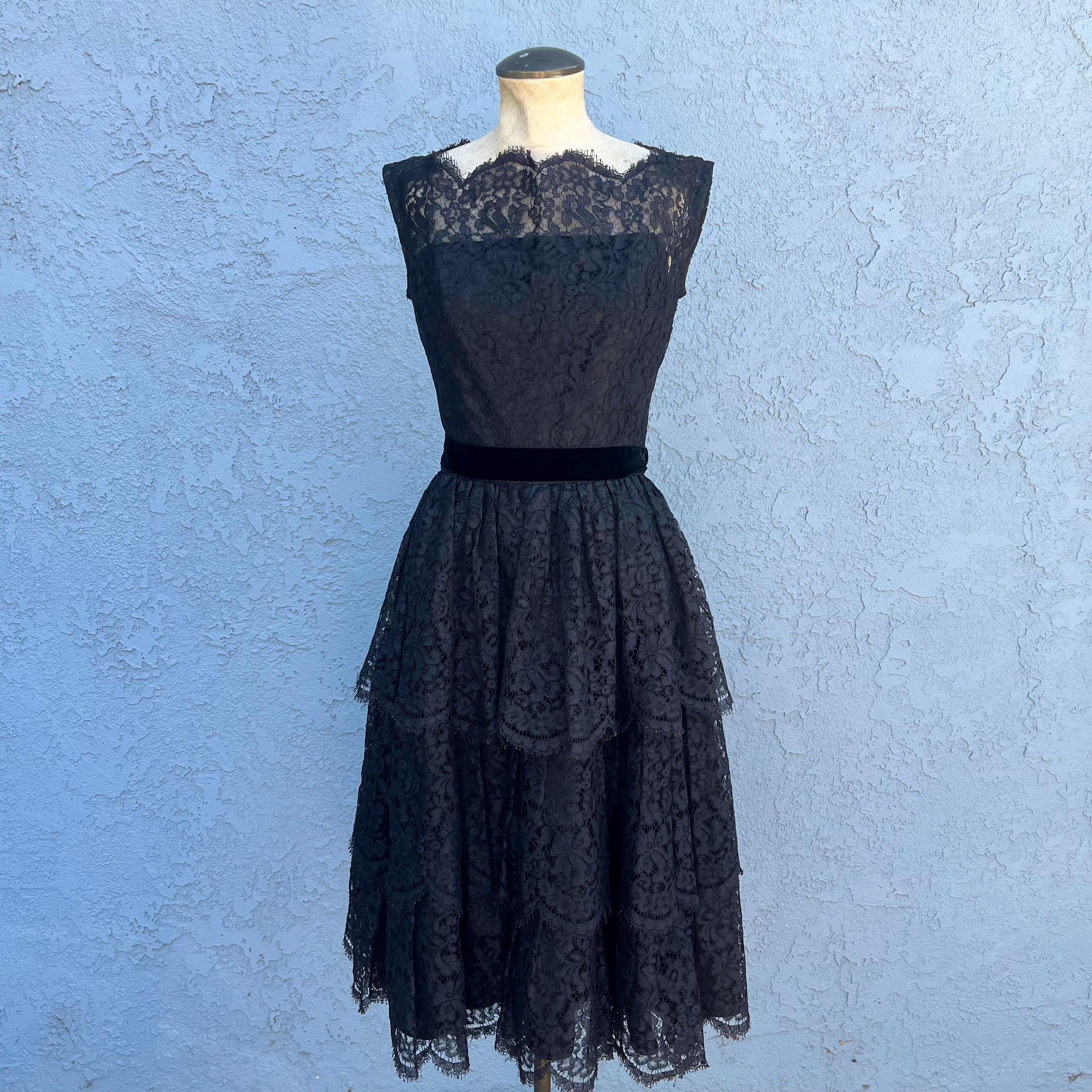 Black Lace Dress Vintage - Etsy