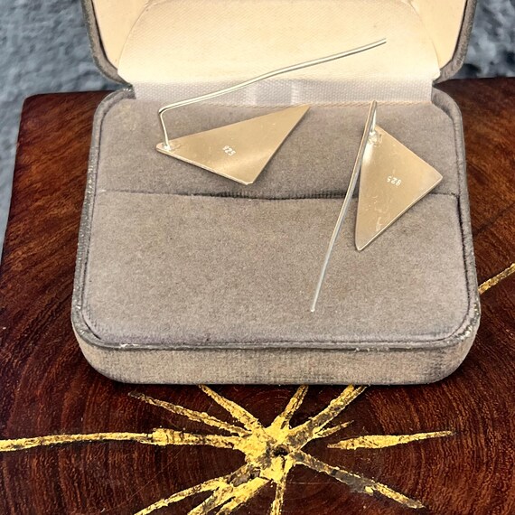Sterling Silver Triangle Earrings Dangle Backs Wo… - image 5