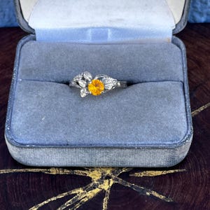 Vintage Citrine Cocktail Ring Size 8 1/4orange gemstone Women&#39;s Jewelry Gift