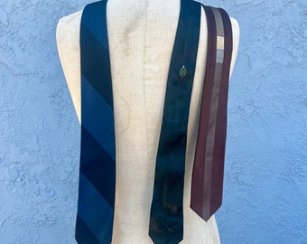 Vintage Skinny Tie Set of three Art Deco With Geometric Print Oleg Cassini and more