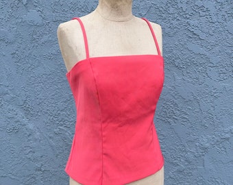 Y2k Square Neck tank top in Medium Pink Vintage Prom