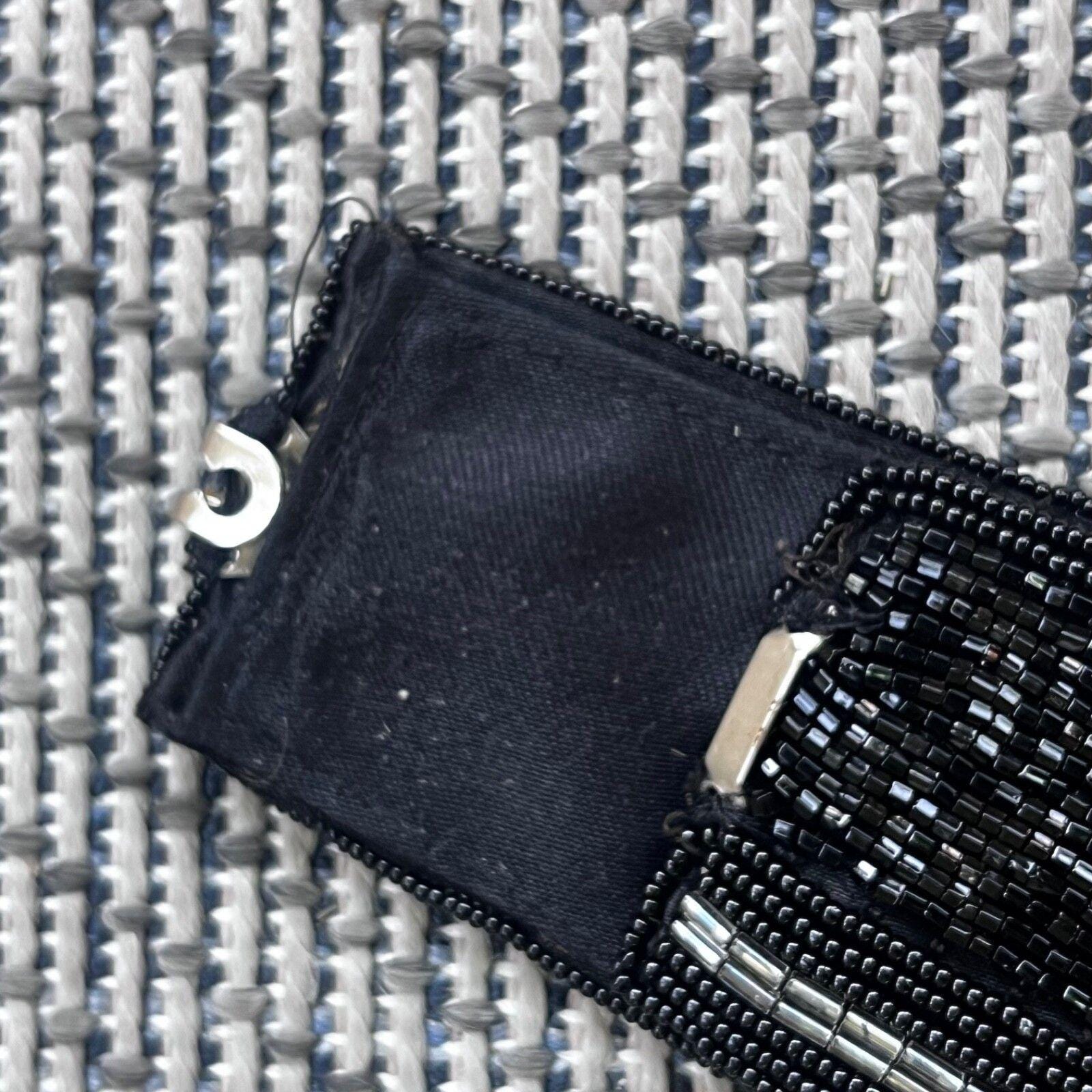 Vintage Nina Ricci Paris Black Beaded Wide Belt Vintage Nina Ricci Black Woven Leather Hand Bag Purse Paris  main image 4
