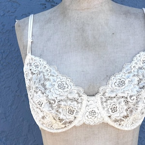 Vintage Lace Bra by Pierre Cardin Size 34 C 80s Romantic Lingerie