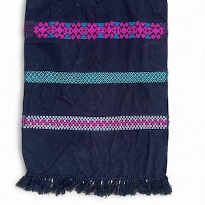 Black Woven Table Runner Neon color Pink Turquoise Bohemian decor